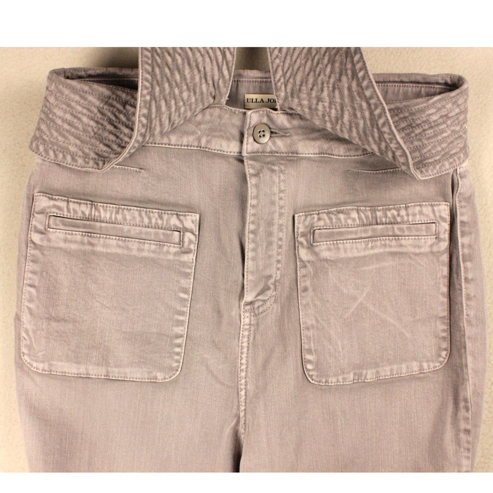Ulla Johnson Wade Jeans Womens 10 Ash Grey Tie Waist Wide Leg Acid Wash - Picture 10 of 15